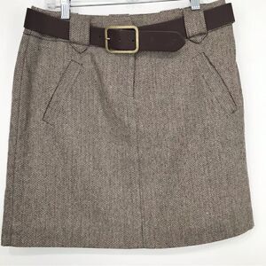Fenn Wright Mason Brown Tweed Belted Mini Skirt